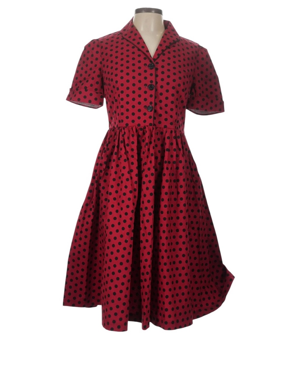 🌹 NWT Lindy Bop “Dorothy” Retro Red Polka Dot Shirt Dress – Size 10 🌹 - Picture 3 of 8
